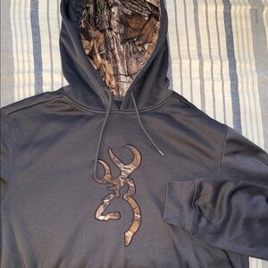 Browning Gray Hoodie with Camouflage Accents
